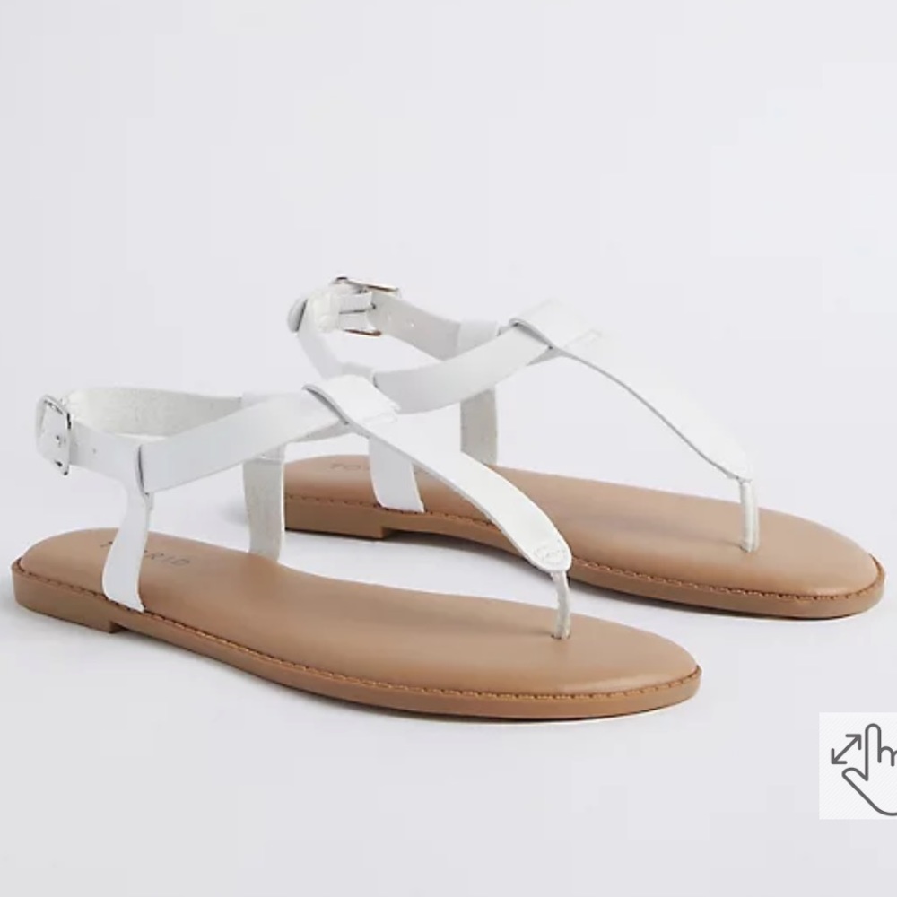 TORRID WHITE T-STRAP SANDAL (11 WW)